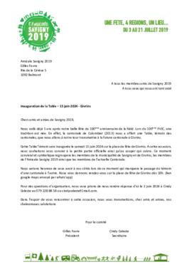 Correspondance Cantonale 100eme Savigny, Inauguration de la Table