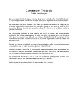 Cahier des charges, Commission Théâtral