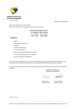 Convocation Assemblée Comité Central