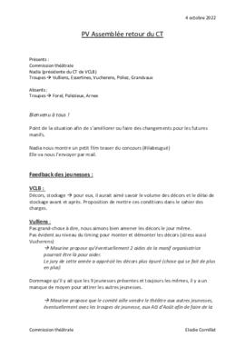 Procès verbal, Commission Théâtral