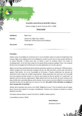 Procès verbal, Assemblée Comité Nord, Rances