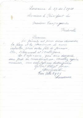 Correspondance, Offre matériel, Cantonale Froideville