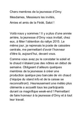 Chanson de la caissière FVJC, Rallye à Orny