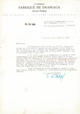 Correspondance, Demande d'ajout livret de fête, Cantonale Froideville