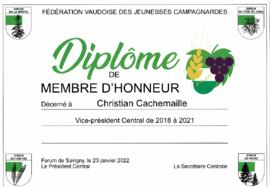 Diplôme membre d'honneur, Christian Cachemaille