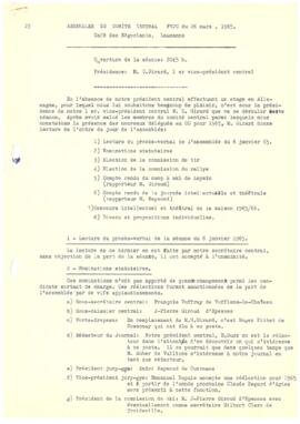 Procès verbal, Assemblée, Comité Central