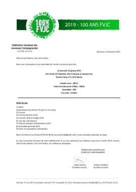 Convocation Assemblée Comité Central