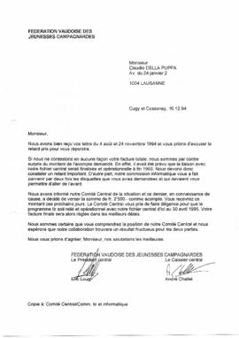 Retour facturation programme, Comité Central et Commission Tir et Informatique