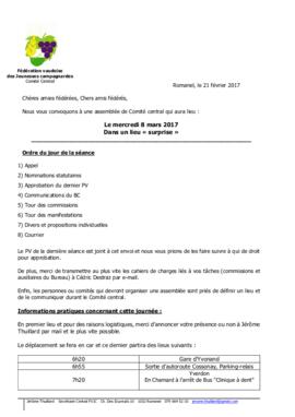 Convocation Assemblée Comité Central