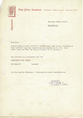 Correspondance, Souscription livret de fête, Cantonale Froideville