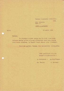 Correspondance, Retour de réponse définitive, Cantonale Froideville