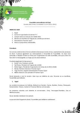 Procès verbal, Assemblée extraordinaire Nord, Arnex