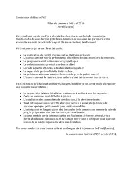 Compte rendu de la commission théâtrale, Bilan général