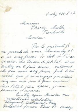 Correspondance, Demande date de football, Cantonale Froideville