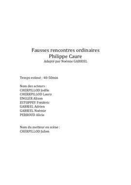 Pièce de théâtre, Jeunesse Vucherens, Pièce Fausses rencontres ordinaires