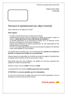 Questionnaire motorisé Rallye, Vullierouge