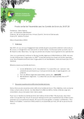 Procès verbal, Assemble Bureau central et comités de Girons
