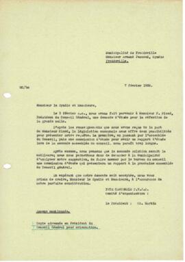 Correspondance, Réfection grande salle, Cantonale Froideville