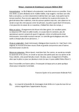 Compte rendu de la commission théâtrale, Jeunesse Grandvaux