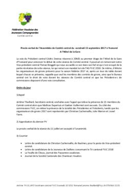 Procès verbal, Assemblée, Comité Central