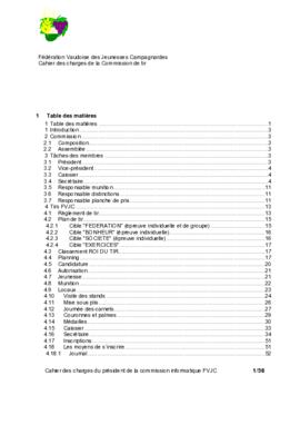 Cahier des charges, Commission Tir