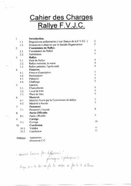 Cahier des charges, Commission Rallye