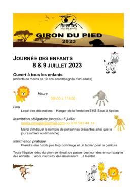 Correspondance, Giron du Pied à Apples, Journée des enfants