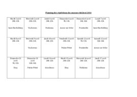 Planning répétitions, Concours Théâtral Forel