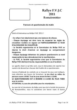 Questionnaire matin, Rallye, Romainmôtier