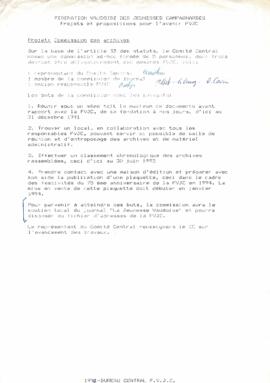 Projet, Commission des archives