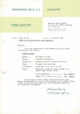 Correspondance, Devis, Cantonale Froideville