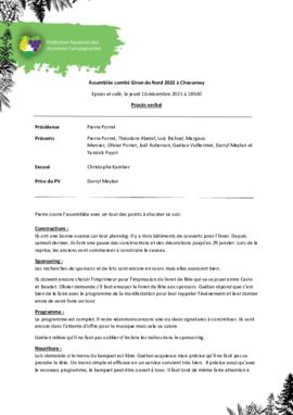 Procès verbal, Assemblée Comité Nord, Chavornay