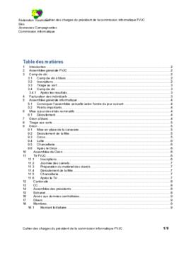 Cahier des charges, Commission Informatique
