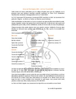 Correspondance, Giron du Pied à Apples, Aide bénévolat