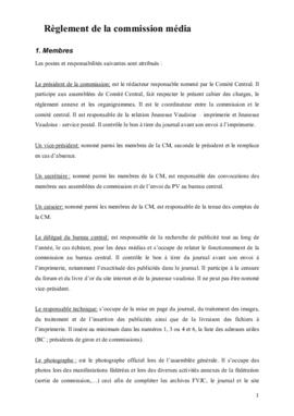 Règlement, Commission Média