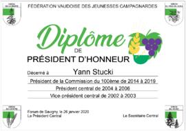 Diplôme président d'honneur, Yann Stucki