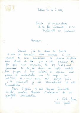 Correspondance, Offre matériel, Cantonale Froideville