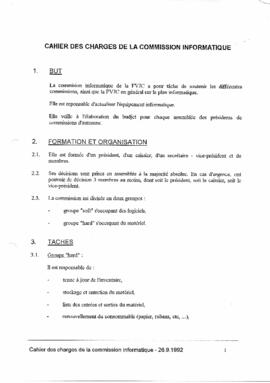Cahier des charges, Commission Informatique