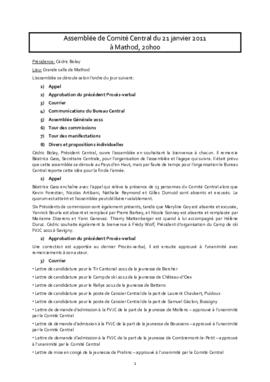 Procès verbal, Assemblée, Comité Central