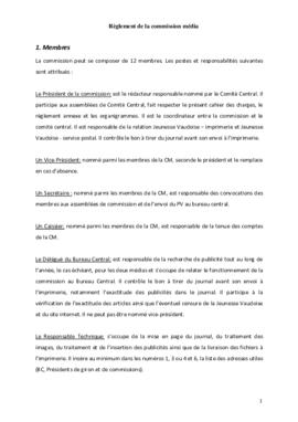 Règlement, Commission Média