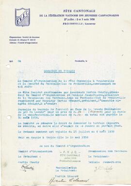 Correspondance, Contrat terrain, Cantonale Froideville