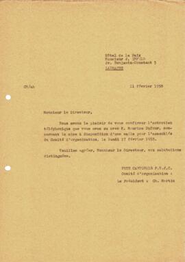 Correspondance, Confirmation disposition salle, Cantonale Froideville