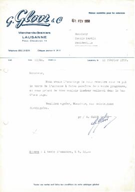 Correspondance, Demande d'ajout livret de fête, Cantonale Froideville