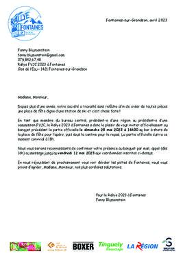 Invitation à la partie officielle, Rallye Fontaines