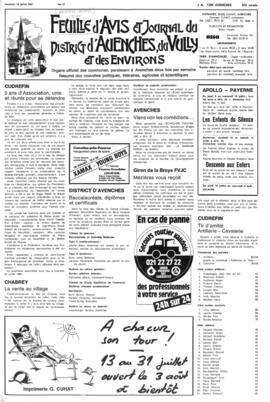 Feuille d’avis du district d’Avenches, Giron de la Broye FVJC