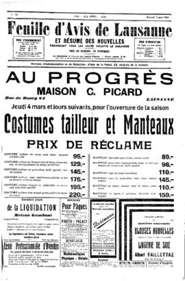 Feuille d'avis de Lausanne, Les Jeunesses Campagnardes Vaudosies