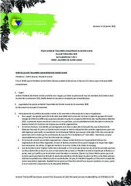 Procès verbal Assemblée Extraordinaire, Comité Central