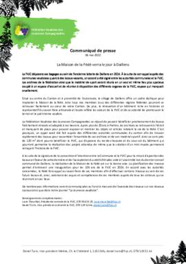 Communiqués de presse, La Maison de la Fédé verra le jour à Daillens