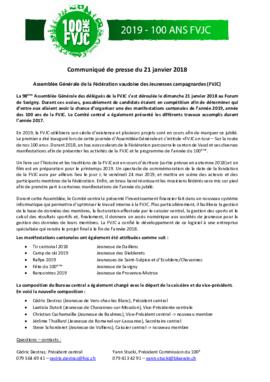 Communiqués de presse, AG FVJC