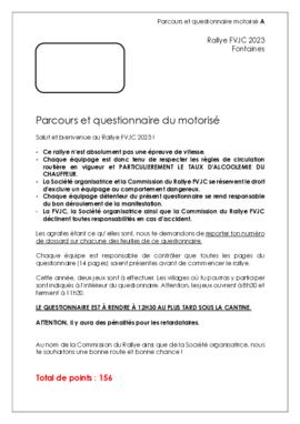 Questionnaire motorisé Rallye, Fontaines